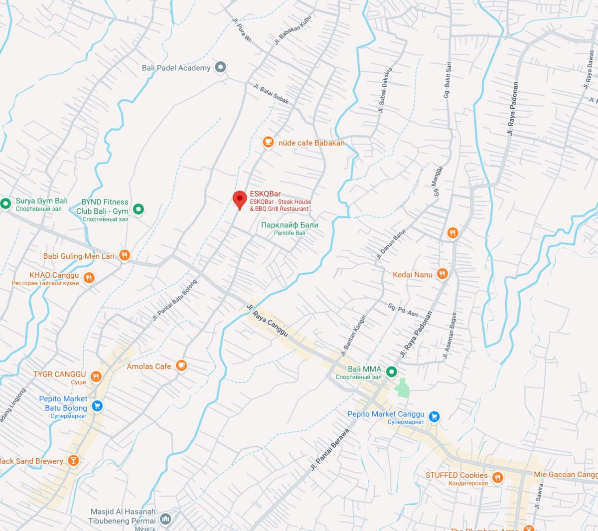 ESKQ Bar location on the map, Canggu, Bali